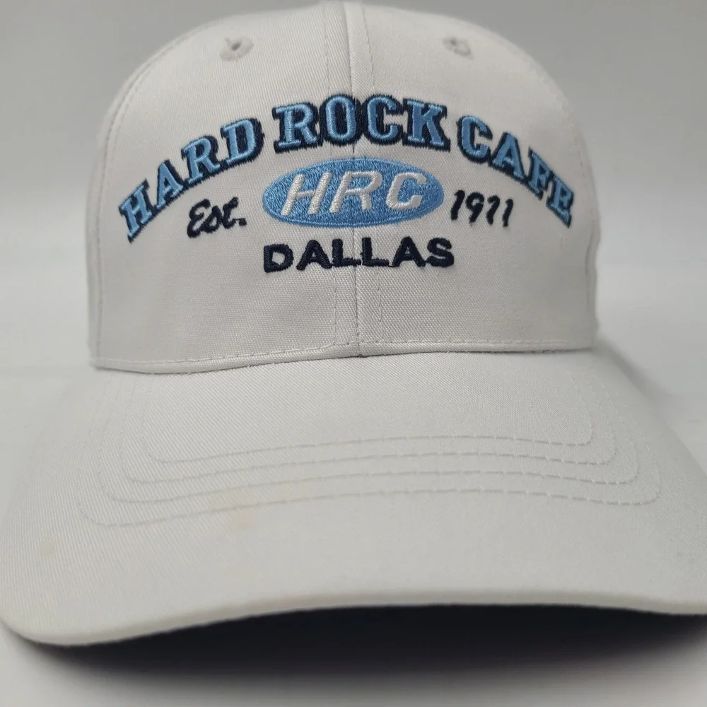Hard Rock Cafe Hat Strapback (Fits Small) White Blue Dallas Est 1971 Casual‎ Men